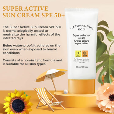 The Face Shop Natural Sun Eco Super Active Unisex Sun Cream Sunscreen With Spf 50+ Pa +++ Protect From Fine Dust, Uva & Uvb Rays, Blue Light & Digital Devices, 50Ml|For All Skin Types